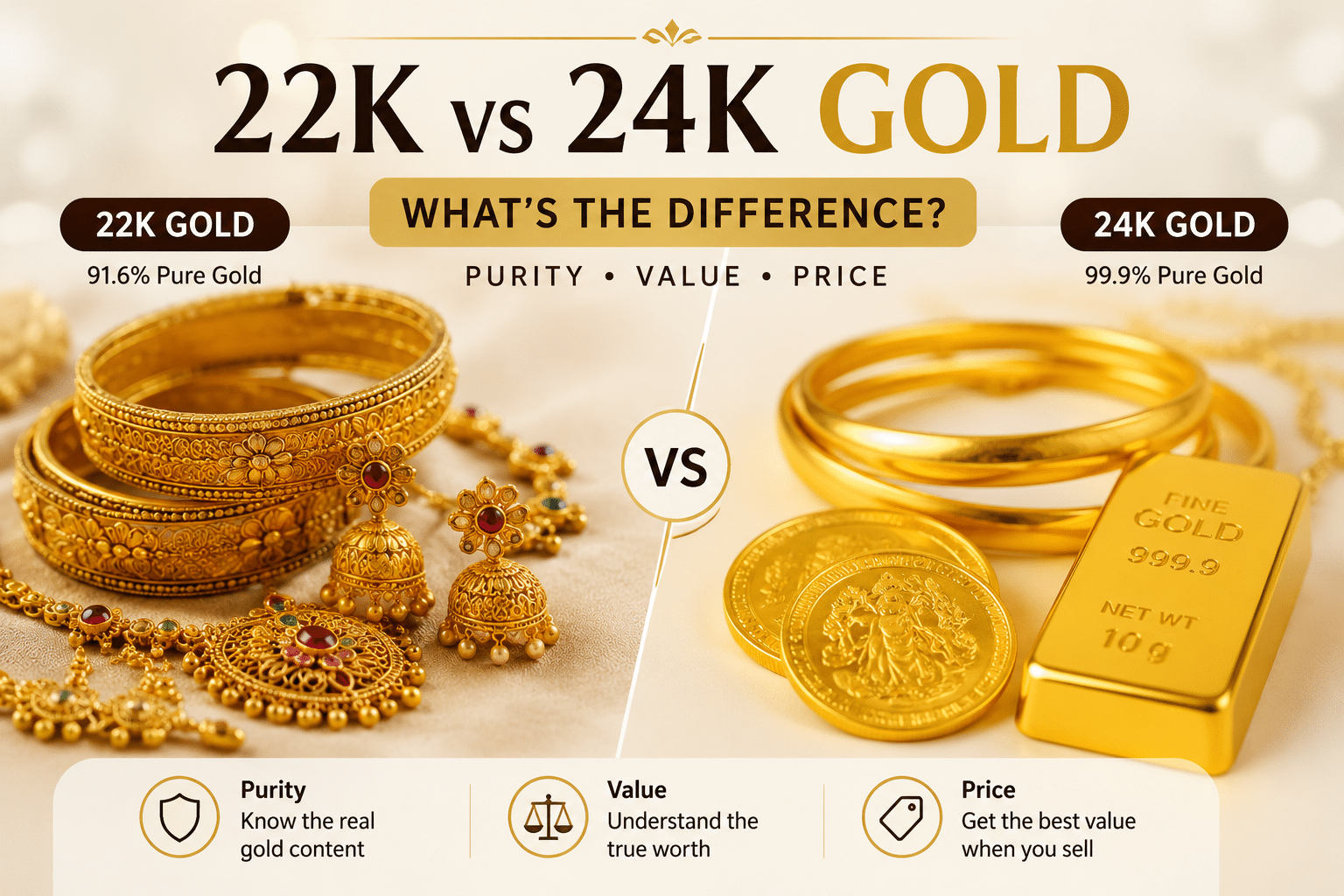 22K vs 24K Gold Explained for Gold Sellers in Sri Lanka